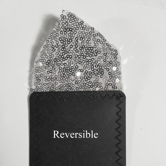 Men's Sequin Pre-Folded Pocket Square Insert - Silver - Picture 6 of 6